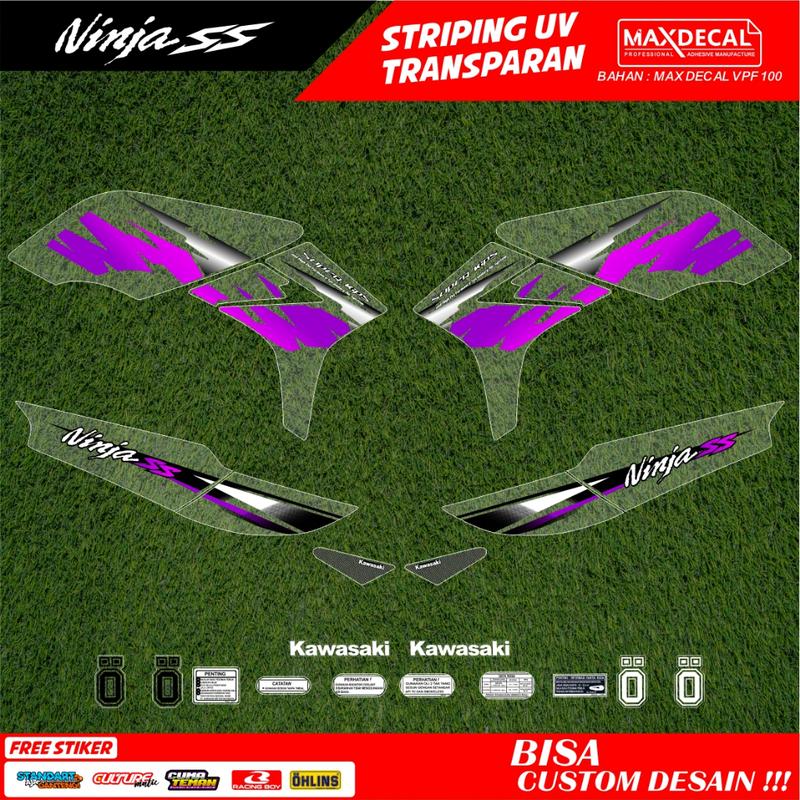striping sticker ninja ss rr new transparan racing minimalis merah hijau biru hitam hologram nj-36 3