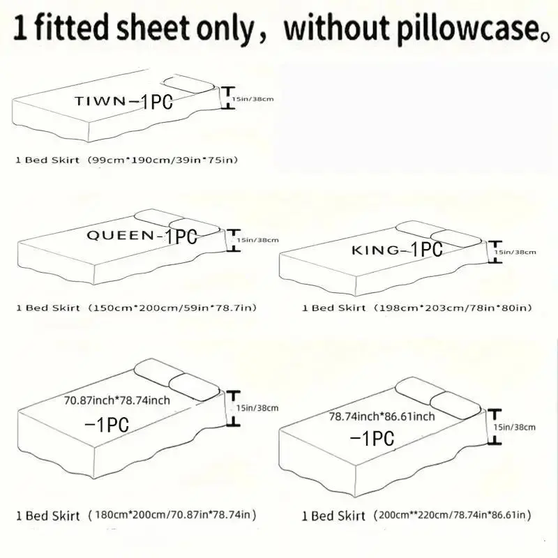 Bed Skirt without Pillowcase, 1 Count Multi-size Non-slip Romantic Bed Skirt, Decorative Soft Comfortable Bedding for Bedroom Home Dormitory Hotel Salon 1