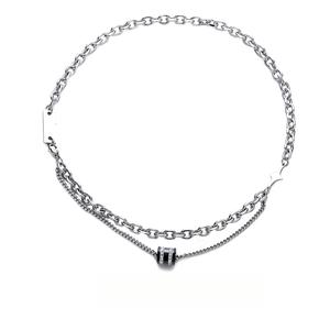 Kalung Pesona Bertuah, Fesyen, Bertingkat Berlapis Dua, Dihiasi Berlian, Sesuai untuk Semua Jantina baddies  chain