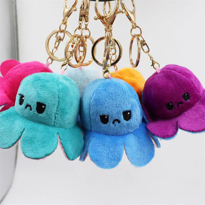 Toys City Reversible Stuffed Octopus Doll Soft Simulation Reversible Plush Toys Mini Key Chain