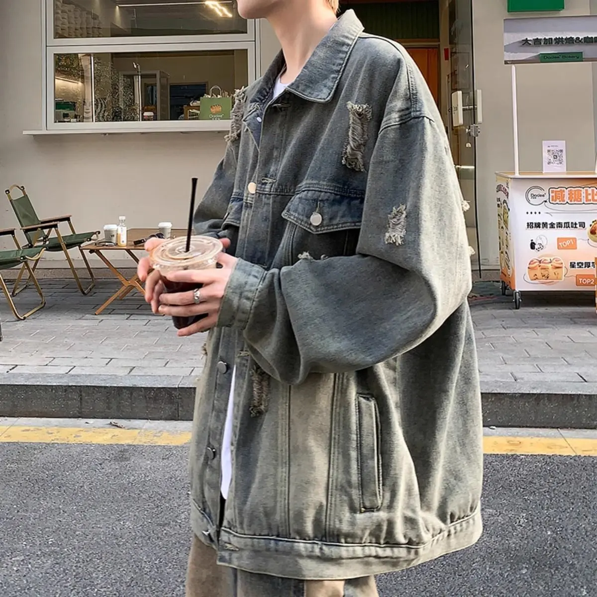 Áo Khoác Denim Rách Cho Nam, Phong Cách Instagram Hợp Xu hướng Dễ Phối Đồ Thích Hợp Cho Mùa Xuân Và Mùa Thu, Cao Cấp, Ngầu, Cổ Điển Mỹ Áo Khoác Bảo Hộ Lao Động, Bán Chạy Trong 30 Ngày, 1906 Miếng, [Được Bán Chạy], [Được Bán Chạy]