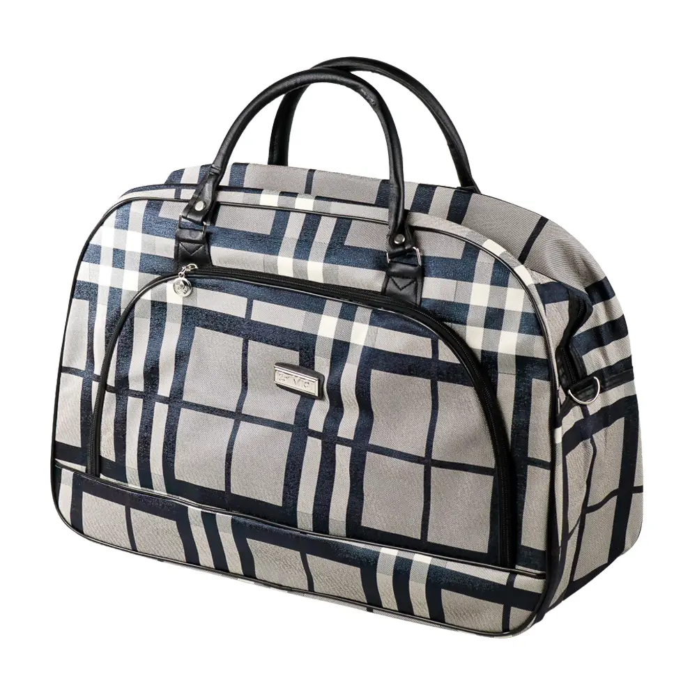 RAIMIQI Tas Travel Jinjing Duffle Tas Duffel Dufel Bag 20 Inch Model Black Gray Grid - CB001