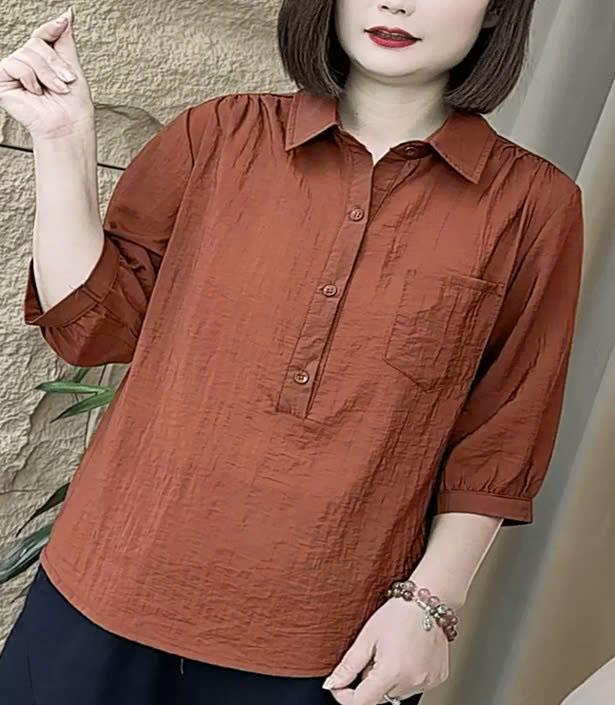 [H&T-08 ] Áo Sơ Mi Kiểu Nữ  Tay Lỡ , Chất Đũi Tơ Mềm Mát Lịch Thiệp Women Top Shirt Voi sơ  minu 4