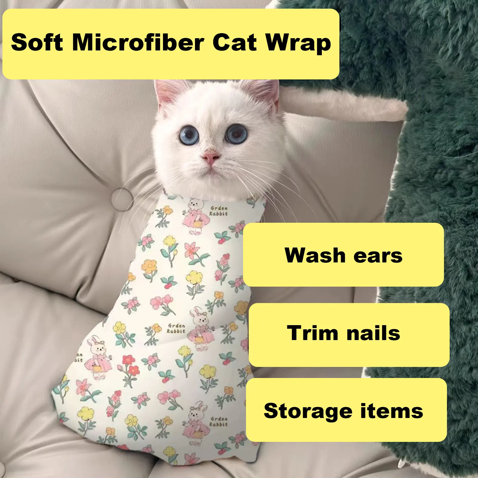 Cat Grooming Wrap Self-Adhesive Cat Nail Clipping Cleaning Restraint Bag Anti-Bite Anti-Scratch Anti-Escape Cat Calming Wrap for Medicine