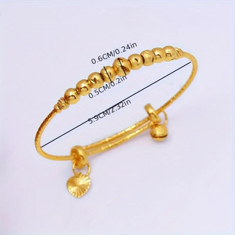 2pcs Classic Adjustable 24k Gold Plated Beaded Bangles, Middle Eastern Inspired, Women's Bridal Wedding Jewelry, Dupes Luxury Jewelry mother's day gift 4
