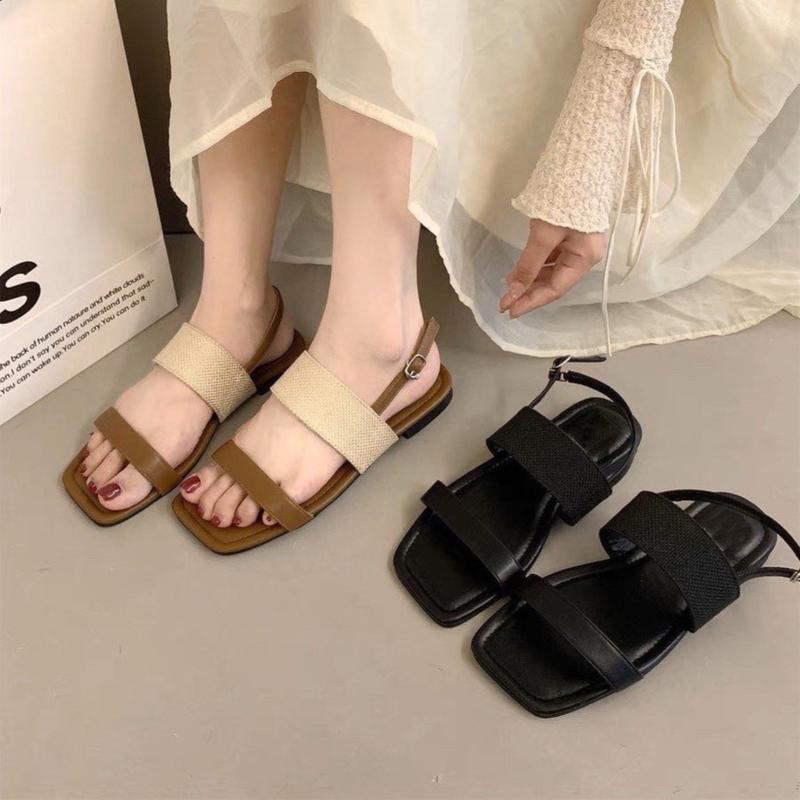 Sandal dáng bệt chất liệu Canvas bền và chắc chắn Giày Bánh bèo Sandal canvas Shoes Nữ DéP