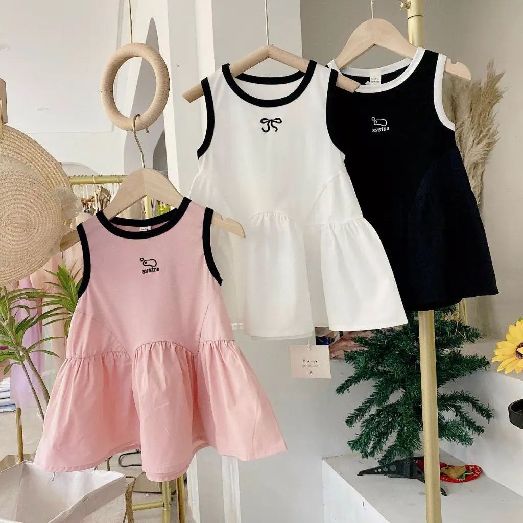 Váy Bé Gái, Tay Loe, Thích Hợp Cho Bé 1-5 Tuổi, Váy Bé Gái Cotton