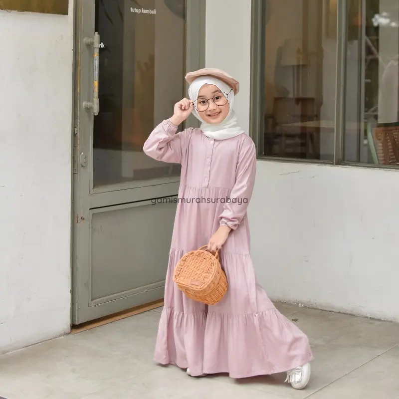 [COD] Gamis Anak 6 12 tahun Homey Dress Polos Kids Bahan Katun Rayon Premium Adem Nyaman Dipakai 0