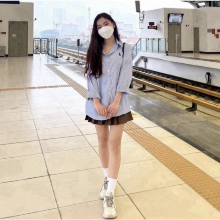 T-Áo sơ mi kẻ sọc thêu logo ngựa dài tay túi ngực, Sơ Mi Rapl Thêu Ngựa Kẻ Sọc Nam Nữ Mặc Đôi, Đi Học Chất Liệu Cao Cấp 3