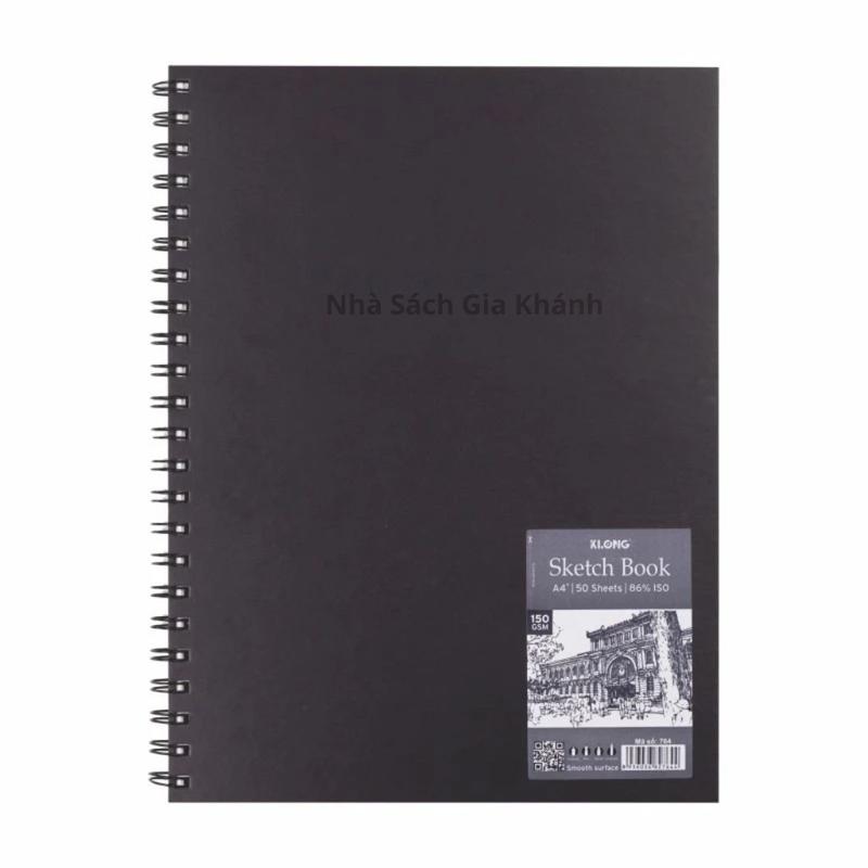 Sổ Vẽ Phác Thảo Lò Xo Kép Sketchbook KLONG A4/A5- 764/762 (50 tờ) Định Lượng 150, Giấy Dày, Trơn