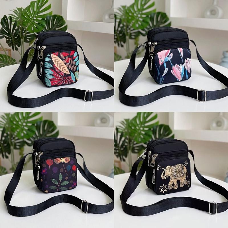 Túi Vuông Nhỏ In Hình Cho Nam Và Nữ, Túi Đeo Vai Thường Ngày Bằng Nylon Mini, Túi Đeo Chéo Nhiều Lớp 1