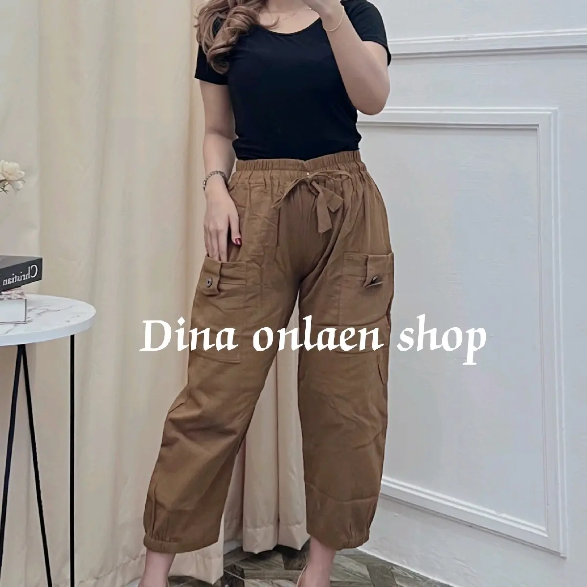 Celana Wanita Katun Linen Crinkle Pendek 7/9 Zaza Pant