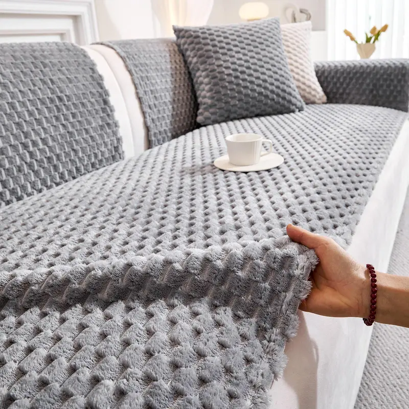Solid Color Sofa Cover, 1 Count Thickened Sofa Cushion, Anti-slip Sofa Cover, Universal Plush Cover for Home Living Room 6