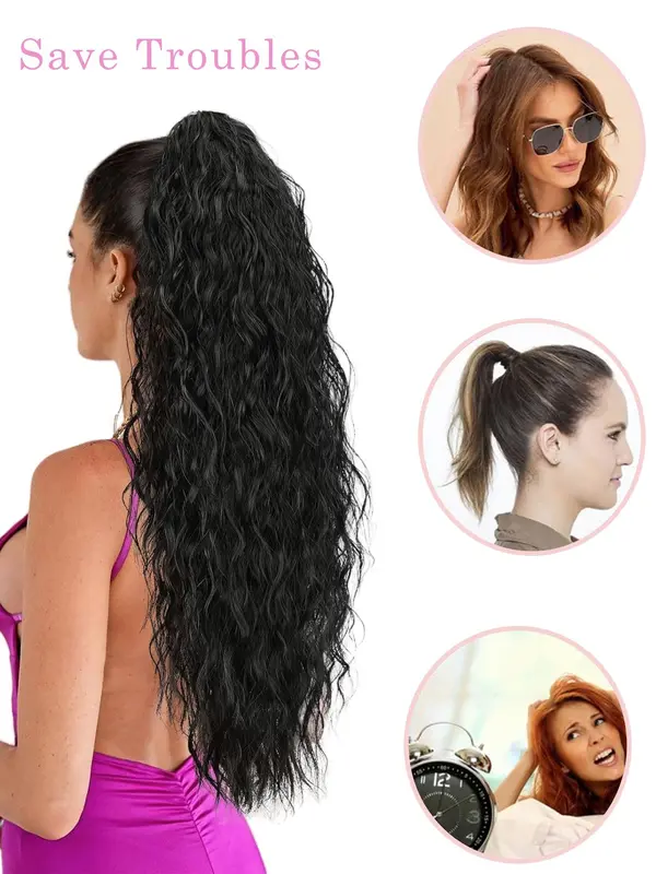 30 Inch Long Curly Ponytail Extension, Synthetic Hair Extensions for Women, Gorgeous Fluffy Hair Piece, Synthetic Hairpiece for Daily & Party Use, Hairextensions 7