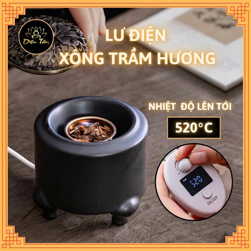 Lư điện lư xông trầm 520 độ có hẹn giờ và điều chỉnh nhiệt độ dùng để xông trầm hương, trầm bột