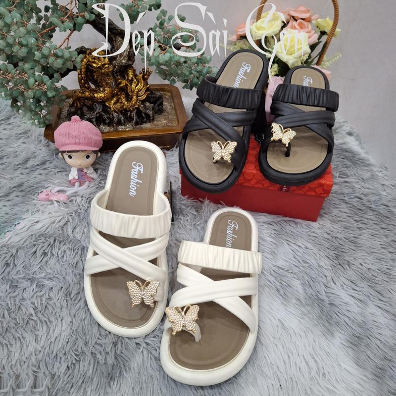 Dép Nữ Quai Chéo Xỏ Ngón Gắn Charm Bướm Chất Liệu EVA Phong Cách Thời Trang Cá Tính, Mã 688