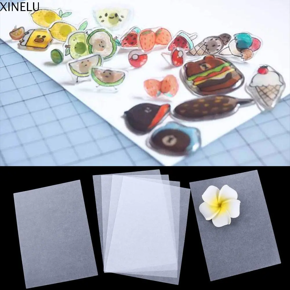 5pcs Keychain Making DIY Hanging Charm Child Gift Craft Making Art Plastic Sheet Shrinkable Film Shrink Plastic Paper Shrinkable Paper Shrink Film Sheets Heat Shrink Paper
