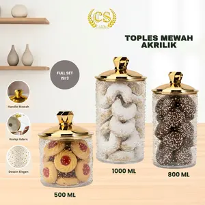 Toples 3pcs Mewah Toples Gold Toples Aklirik Kedap Udara Gold Emas / Toples List Gold Mewah Toples Penyimpanan Makanan