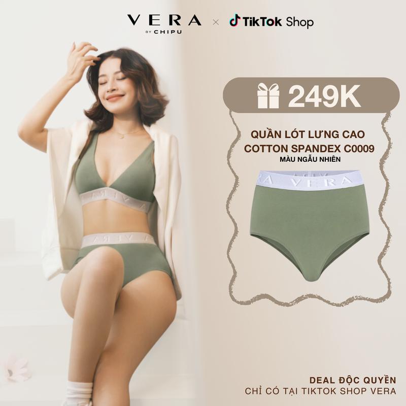 [COMBO ĐỌC QUYỀN 389K] Mua Áo lót nữ Wireless Vera by Chipu Cotton Compact trơn - C0008 + Quần lót lưng cao Vera by Chipu Cotton Spandex - 0009