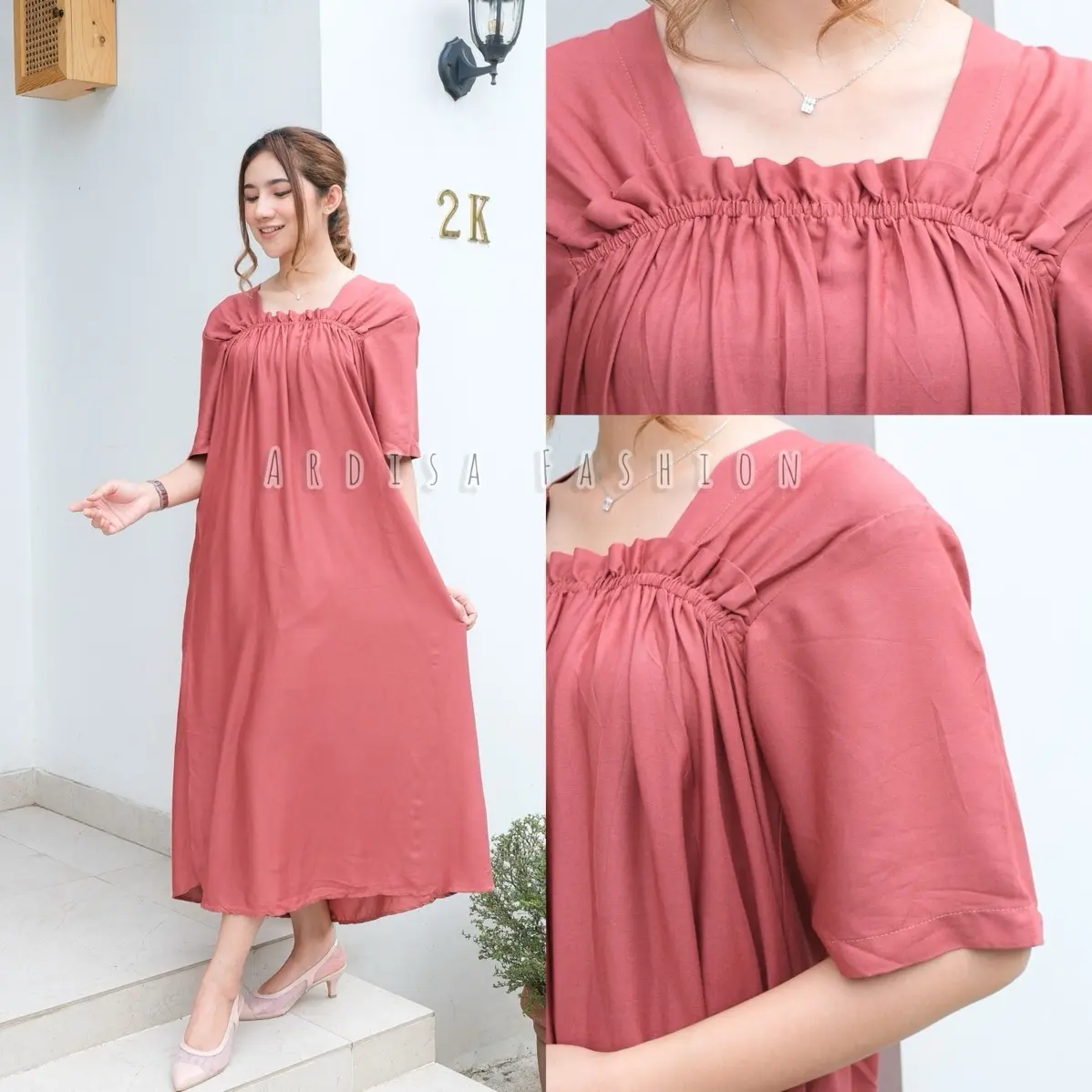 Ardisa fashion-Daster Wanita Panjang Paket 3Pcs Home Dress Laila Nyaman