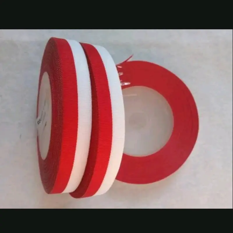 1 Roll Kain Satin Merah Putih/Pita Satin Merah Putih 3