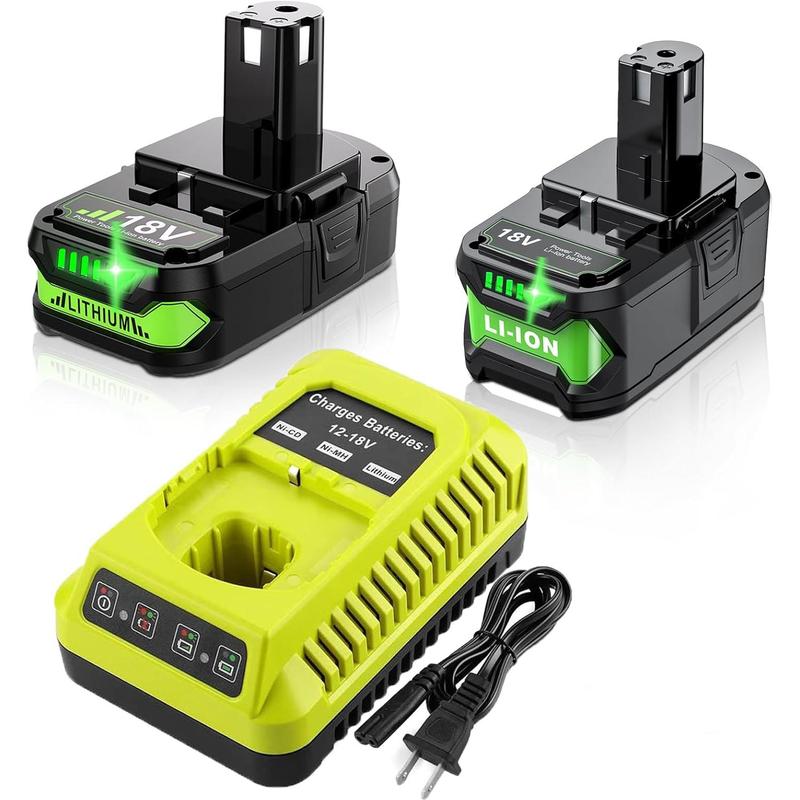 TikTok Shop 2Pack 18V Battery and Charger for Ryobi Lithium ion 3.0Ah 6.0Ah P102 Battery Replacement and P117 Charger Compatible with Ryobi 18Volt ONE Plus P102 P107 P108 P189 Battery and 260051002 P1...