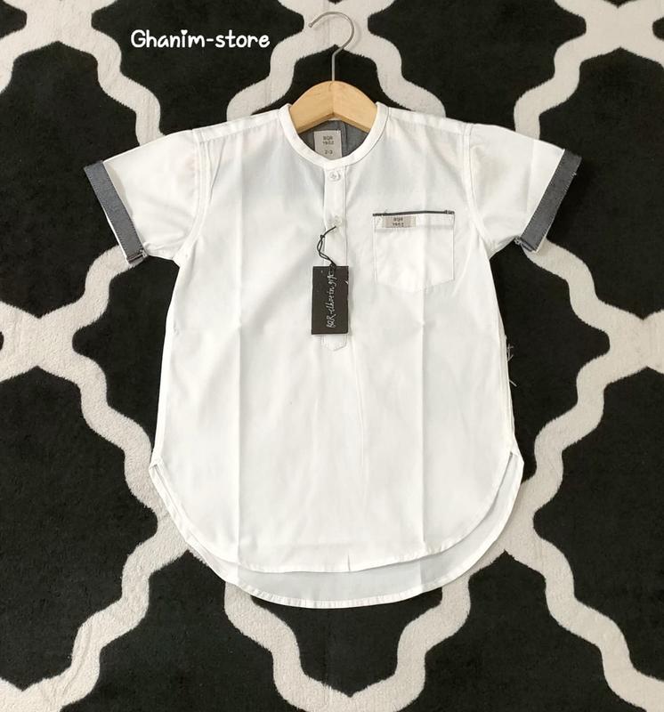 COD!! KOKO KURTA PAKISTAN ANAK LENGAN PENDEK POLOS Muslim Putih Katun 0