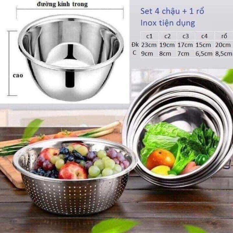 Bộ thau rổ inox set 5 món, Chậu rổ nhà bếp-Onlycook (inox mờ) - TikTok ...
