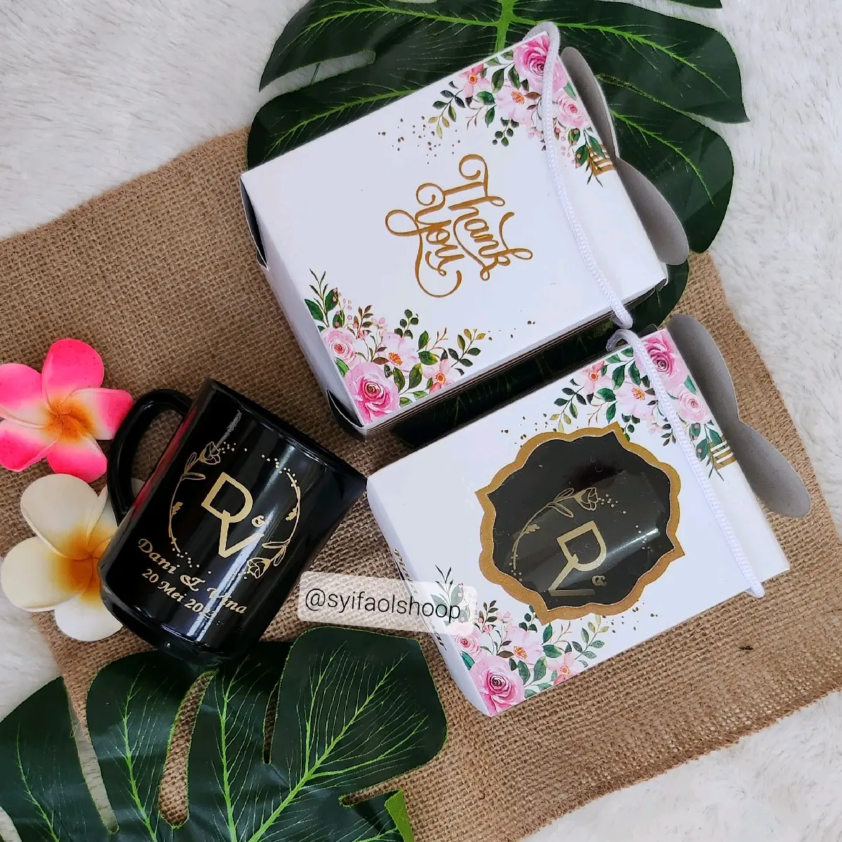 souvenir gelas laminasi hitam CUSTOM CETAK variasi kemasan