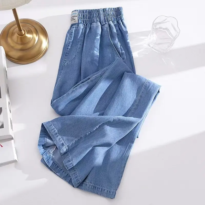 Lyocell Quần Jean Nữ Thường Ngày, Quần Ống Rộng Lụa Lạnh, Mỏng, Cạp Cao, Ống Xuông, Mùa Xuân Và Mùa Thu, Cá Tính 3