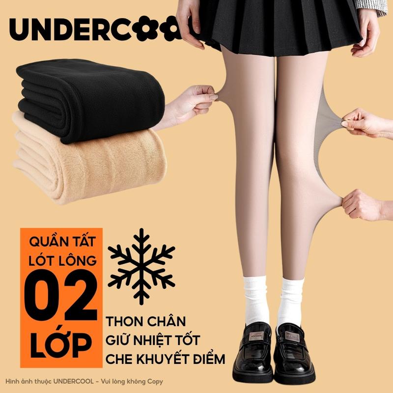 Quần tất 2 lớp lót lông nữ dày ấm UNDERCOOL màu da đen thon chân chống lạnh siêu co giãn 2 lớp dày giữ nhiệt ấm QT15