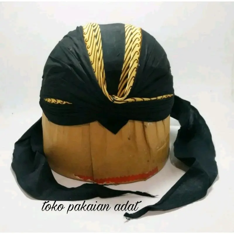 Blangkon Jogja Lipat Sliwir Motif Samurai Kuning (Ekor Hitam) || Blangkon Dewasa || Blangkon Jawa
