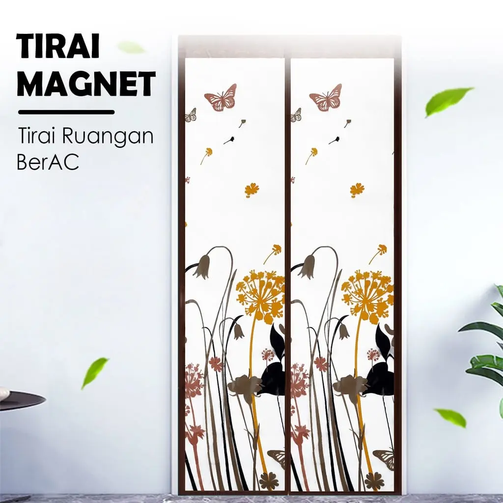Tirai Shower Magnet 90x210cm / Tirai Pintu Magnet ruang AC / Anti Nyamuk / Semi Transparan