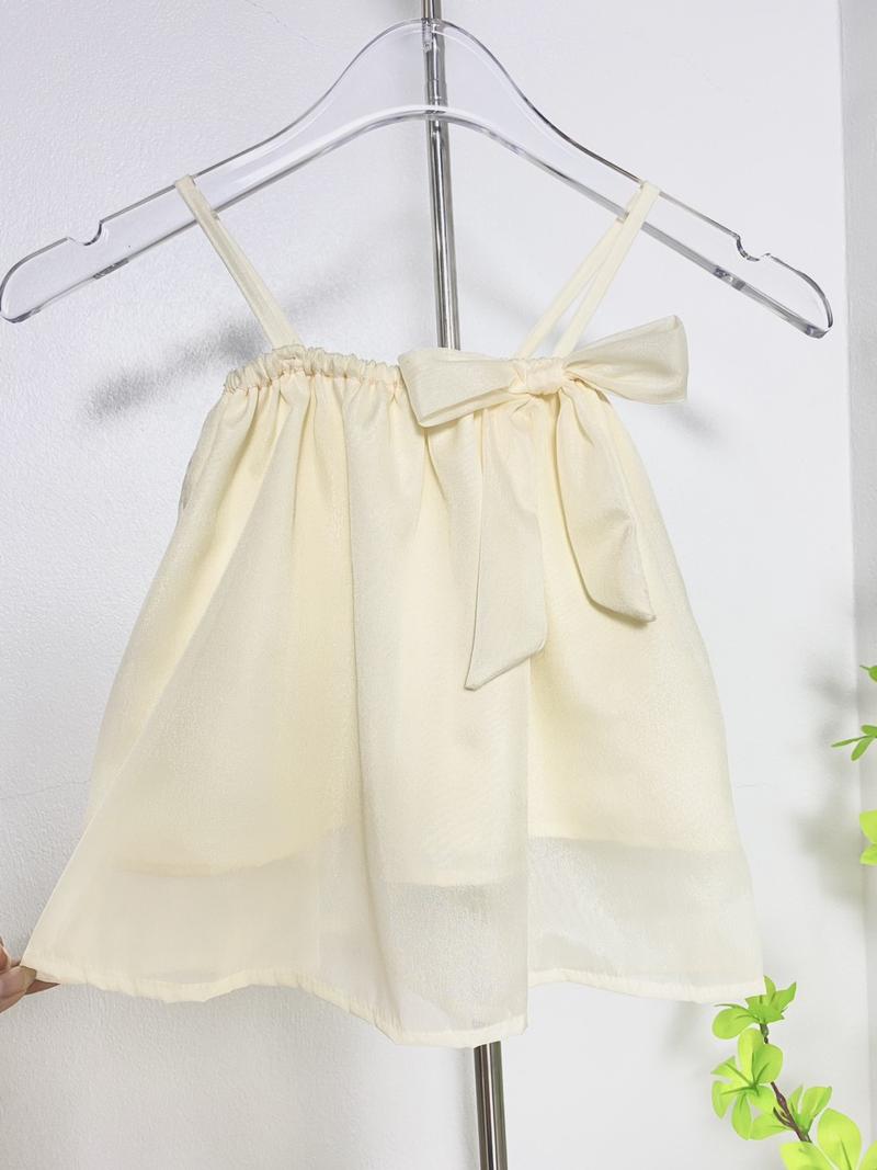 Product Introduction of Vibakids Áo bé gái 2 dây [TE15] xinh xắn màu kem 2 lớp 10