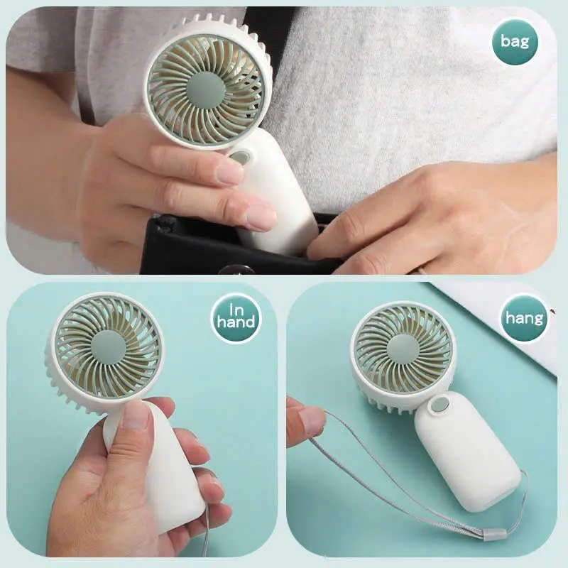 Quạt Cầm Tay Mini Đáng Yêu Dùng Pin Tiện Lợi - Quạt Cầm Tay Nhỏ Gọn Kèm Dây Treo Siêu Dễ Thương 4