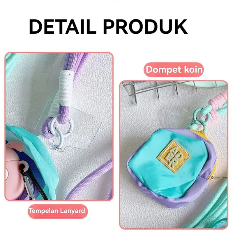 Dompet koin kunci warna-warni yang kreatif, boneka kartun, casing ponsel kecil yang lucu dan kreatif, selempang panjang Tali universal. Tali telepon selempang universal dalam berbagai desain.Gelang kunci halus buatan tangan dari resin akrilik berkualitas 6
