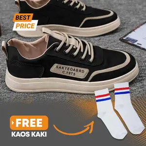 Sepatu sneakers Skateboard ( Gratis Kaos Kaki Pria Sneakers Pria Premium Speatu Pria Ketzo Max ) Shoes Hitam