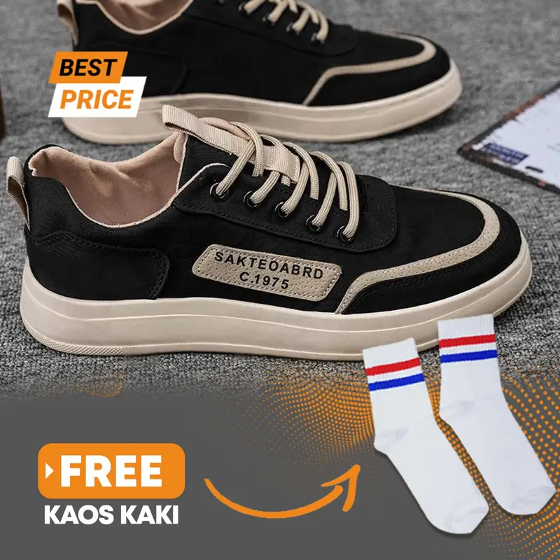 Sepatu sneakers Skateboard ( Gratis Kaos Kaki Pria Sneakers Pria Premium Speatu Pria Ketzo Max ) Shoes Hitam 0