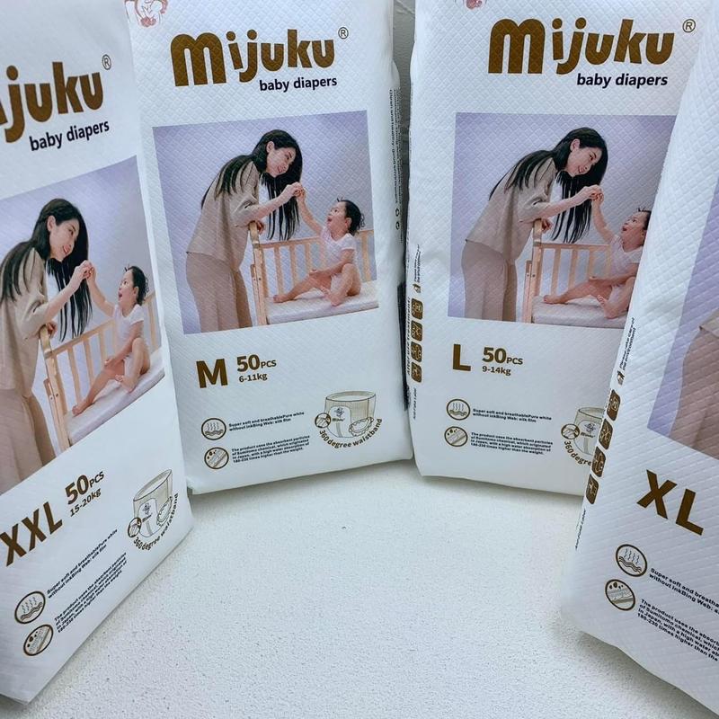(Combo 2bịch = 100 miếng) Tã Bỉm dán/quần Mijuku đủ size cho Em bé Cho Bé