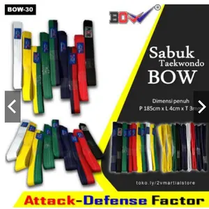 (ZYD) Sabuk Taekwondo BOW Dobok Seragam putih kuning hijau biru merah hitam