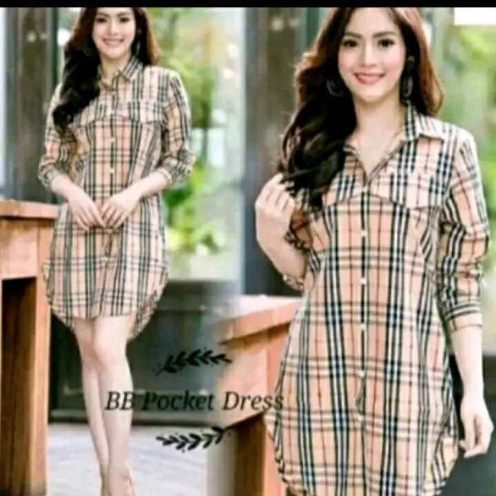 WIDA COLECTION Kemeja Wanita Katun Kotak Blueberry Terkini Tangan Baju Panjang Oversize planel Cocok untuk Sehari-hari & Perjalanan 2