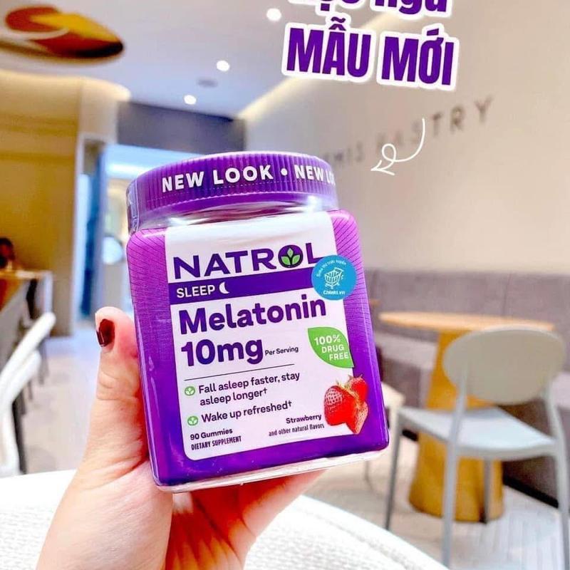 Kẹo ngủ Natrol 10mg Melatonin hũ 90 Viên Kẹo ngủ vị dâu kẹo dẻo hỗ trợ ngủ ngon