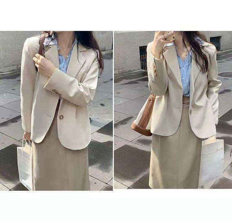 Product Introduction of 2025 Spring and Autumn Small Blazer Jacket for Women Casual Versatile British Style Gray Short Ins Suit Petite Top 12