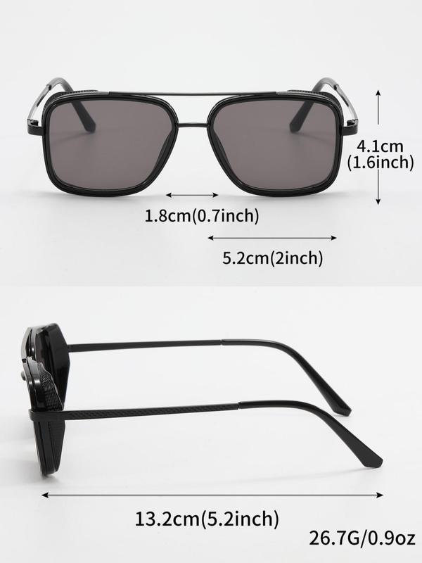 Men's 1 Pair Simple Sunglasses For Everyday Use, Summer Square Frame Double Beam Fashion Sunglasses, Modern Travel Accessories 7
