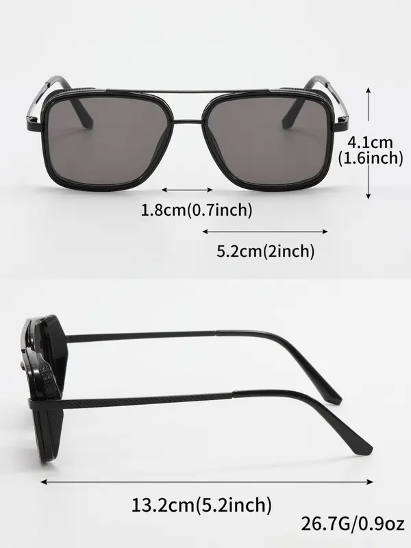 Men's 1 Pair Simple Sunglasses For Everyday Use, Summer Square Frame Double Beam Fashion Sunglasses, Modern Travel Accessories 7