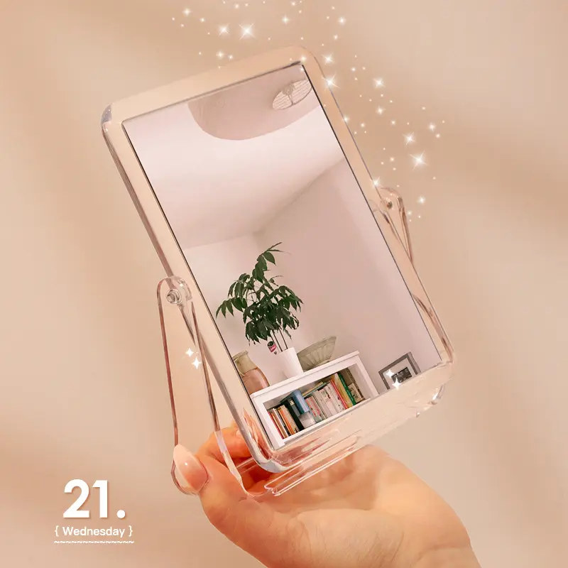 Household desktop double-sided mirror, dormitory dressing and makeup mirror, high-definition student girl princess mirror, portable small mirror
