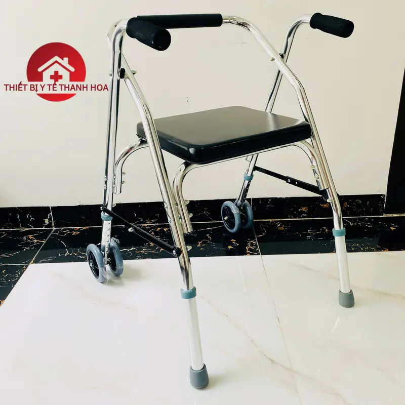 Khung tập đi - Khung tập đi có ghế ngồi OROMI bánh kép tiện dụng - Hàng nhập khẩu cao cấp 6