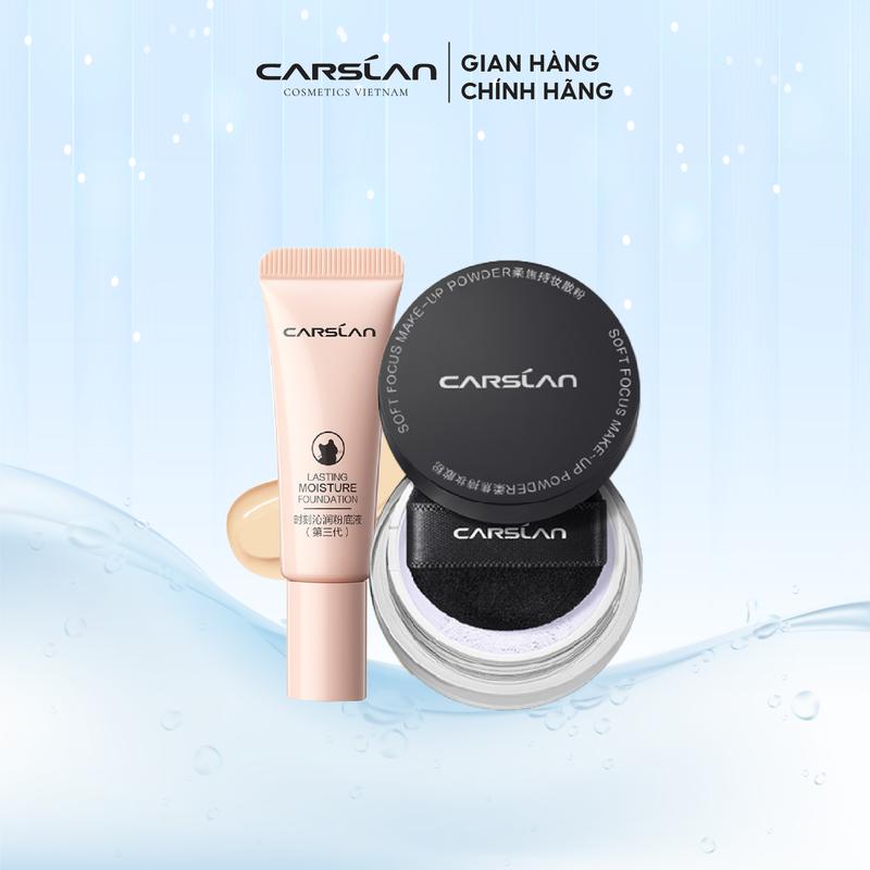 Combo mini Carslan kem nền và phấn phủ trang điểm kiểm soát dầu phiên bản mini 5g - CARSLAN