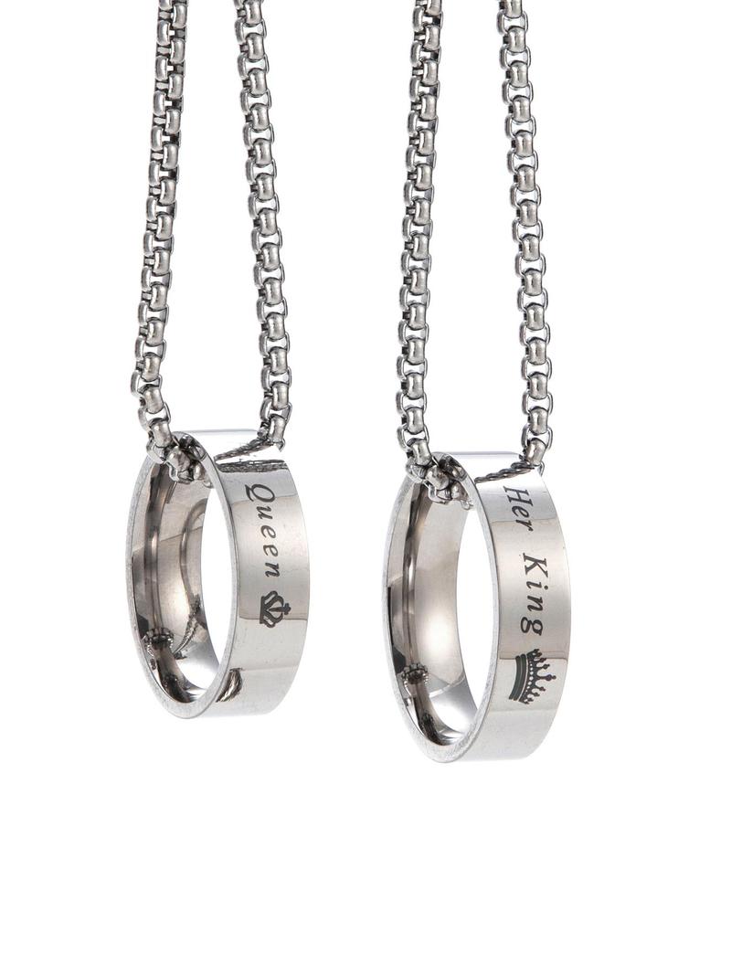 Product Introduction of Couple Elegant Ring Design Couple Pendant Necklace, Trendy Chic Love Romantic Pendant Necklace, Gorgeous Jewelry As Birthday Gift, Streetwear Accessory 9
