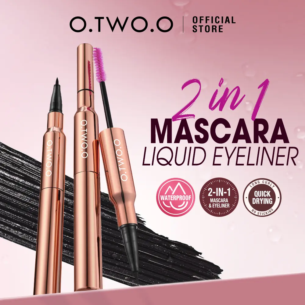 Mascara Kẻ Mắt, O.TW O.O, 2 Trong 1, Lông Mi Dài, Không Thấm Nước, Lâu Trôi, Trang Điểm Mắt 24H Cosmetic Mỹ Phẩm Women Nữ